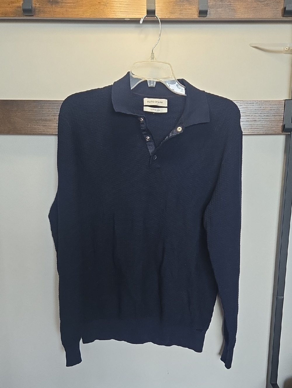 Autograph Men’s Navy V-Neck Polo Knit Sweater